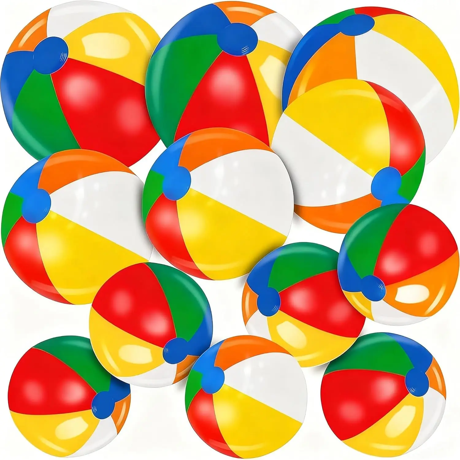 

22''+17''+14'' 12 Pack Rainbow Beach Balls Bulk, Inflatable Pool Toys for Summer Outdoor Games and Tropical Party Decorations