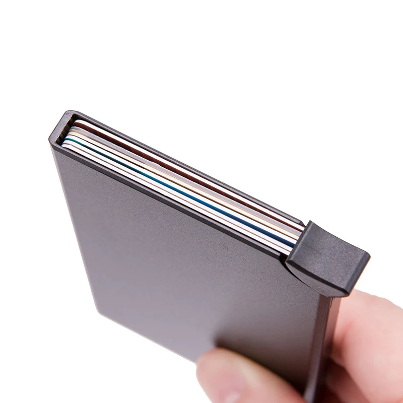 Portable Solid Color Automatic Card Antimagnetic Anti-theft Credit Card Holder Metal Aluminum Shell Credit Card Hold Supplies