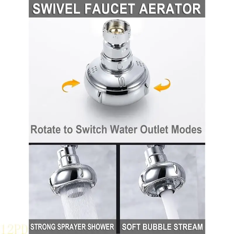 12PD Faucet Extenders Adapter 360° Swivels Faucet Aerator Water Saving Tap Nozzle