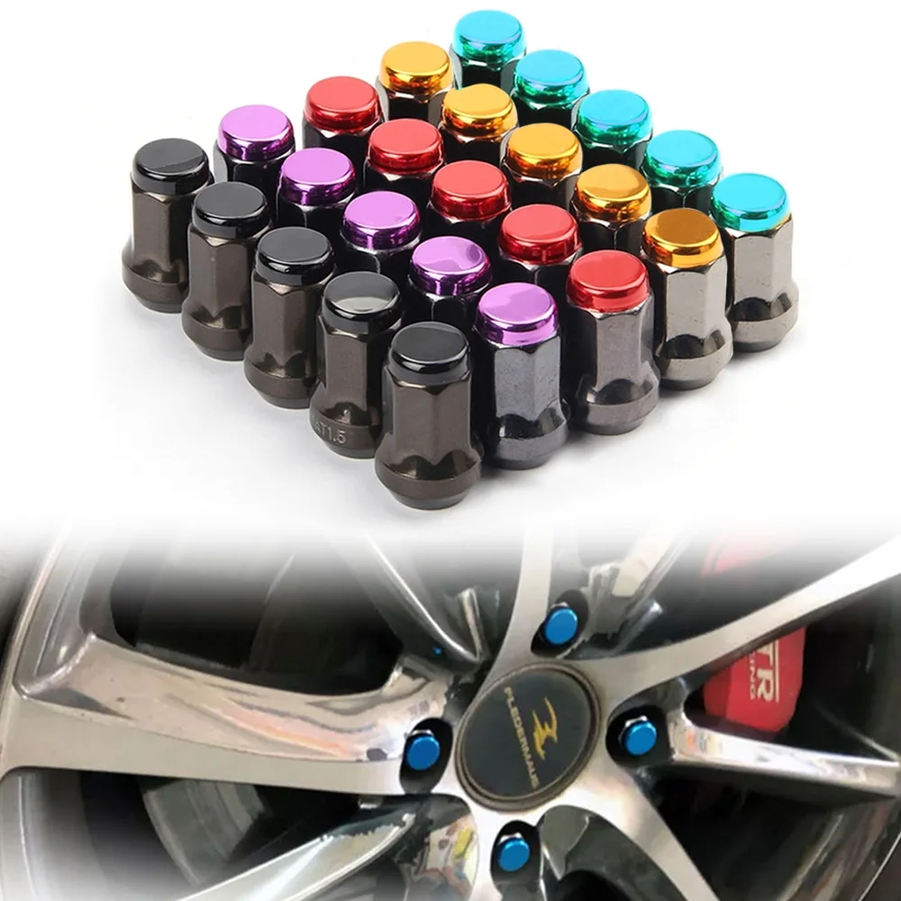 

20Pcs project mu Steel Lock Anti Theft Racing Wheel lug Nut Aluminum Car Modified Wheel Bolts Stud Lug Nuts 33mm M12x1.5/1.25