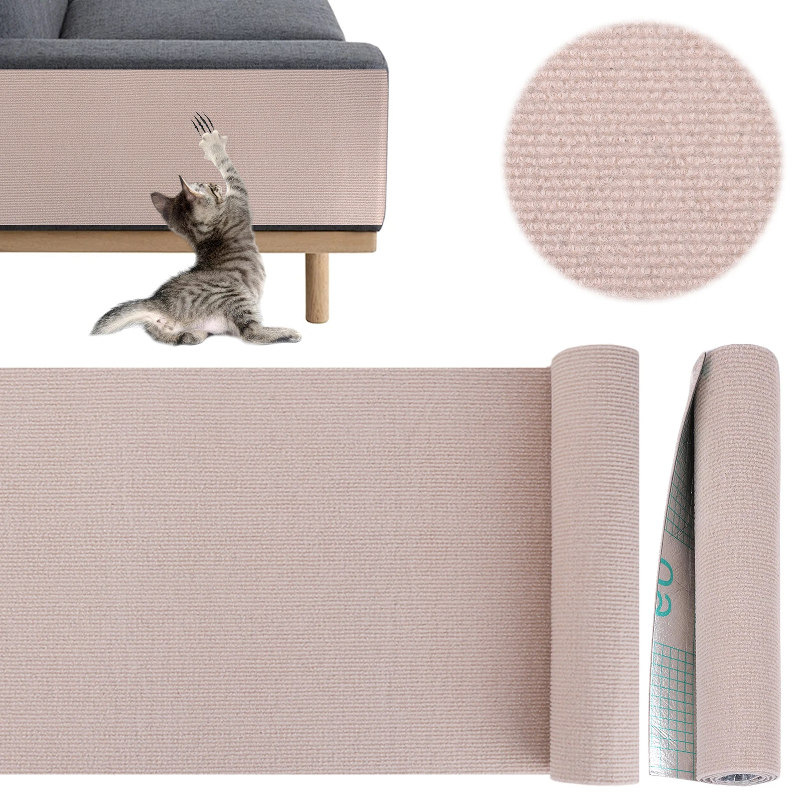 2Pcs Cat Scratching Mat DIY Cat Scratching Pad Trimmable Cat Climbing Wall Paws Sharpen Board for Couch Sofa Furniture Protect