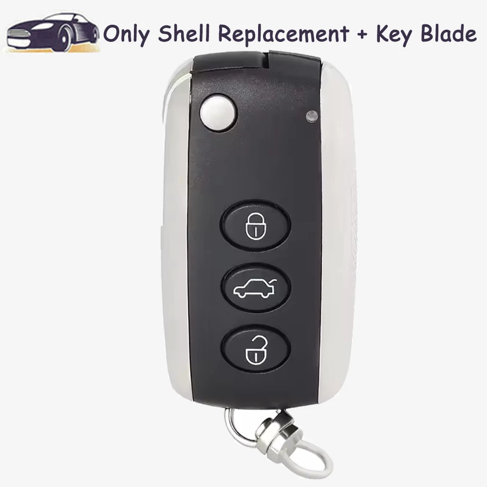

3 / 4 Buttons Case Smart Flip Remote Car Key Fob Shell Cover for Bentley Mulsanne Hurtling GT Flying Spur Continental NoLogo