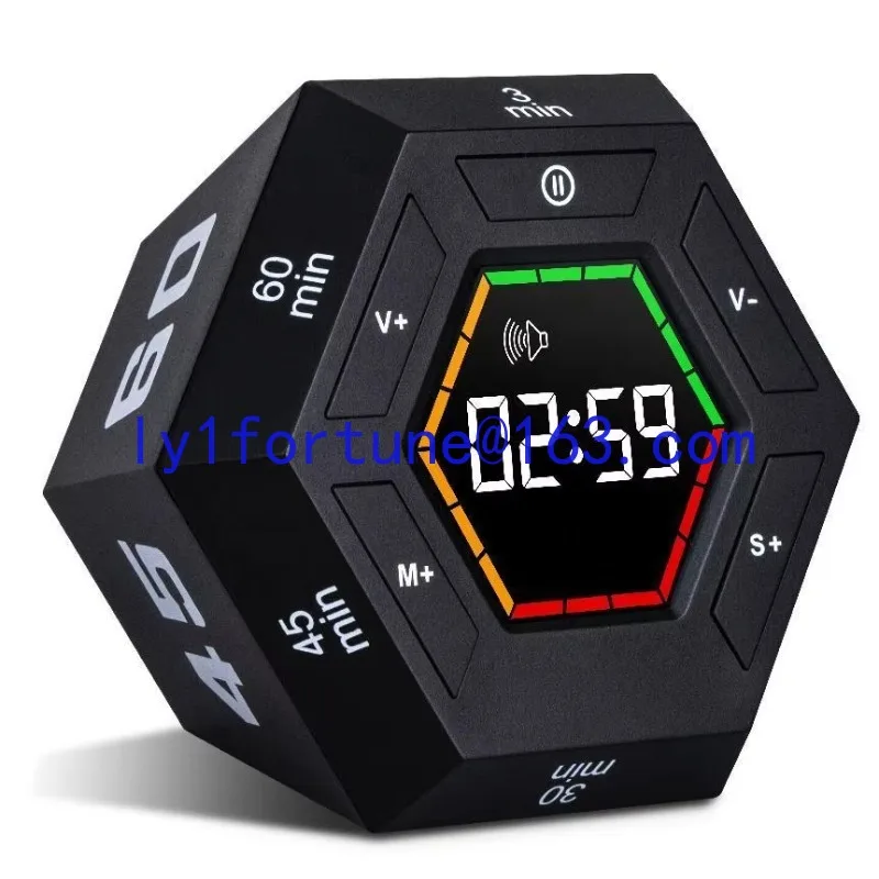 Hexagonal visualization flip electronic timer time controller LED digital display magnetic suction kitchen timer