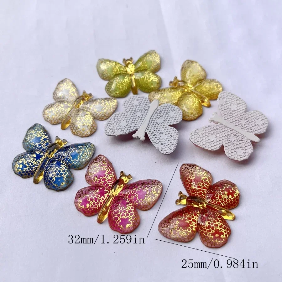 8 pieces/lot Cartoon Beautiful Colorful Butterfly Acrylic scrapbook Flat jeweled Hair accessories Party decoration butterfly