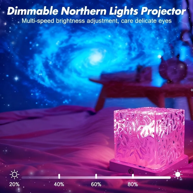 Rechargeable Shower Lamp, Bathroom Lamp with 16-Color Wave Projector Stepless Dimmable Cordless Atmosphere Bedroom Living Room