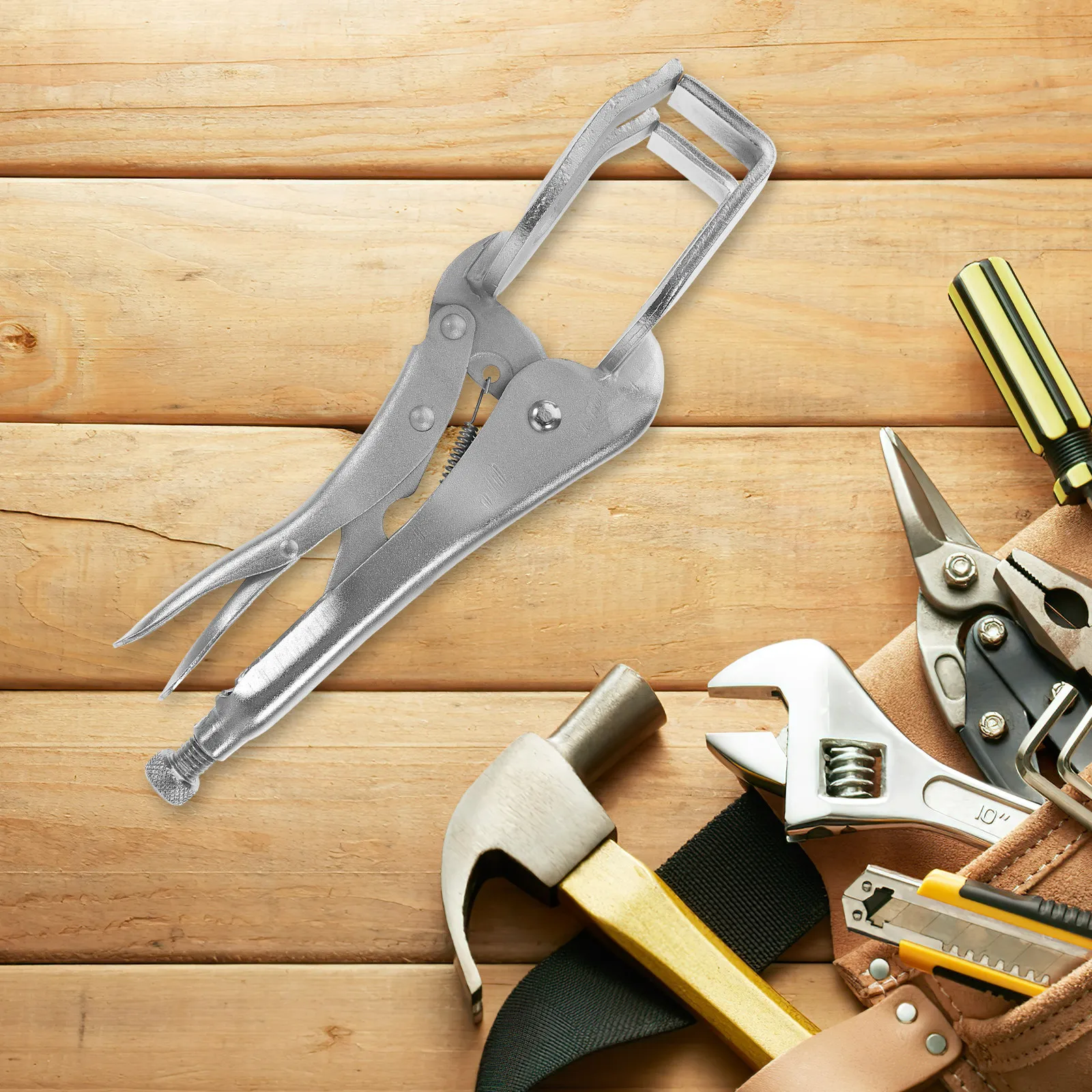 

11 Inch Industrial Grade Adjustable Locking Welding Pliers U-Shaped Plated Steel Clamp for Soldering Clamping Riveting Cutting