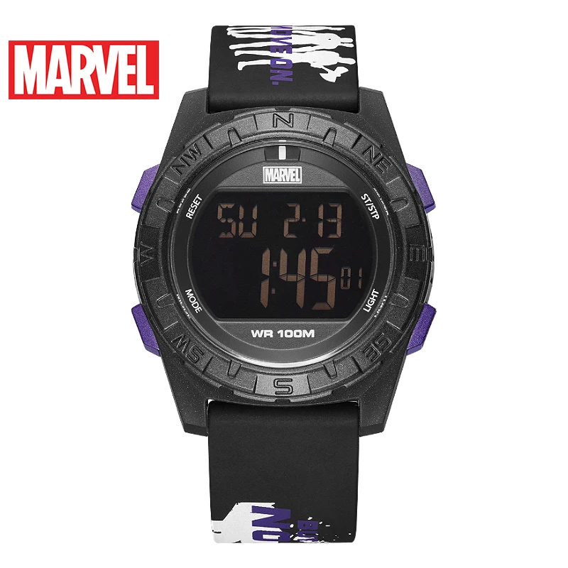 Marvel For Children Watch Avengers Sport Digital Wristwatch 100m Waterproof Boy Girl Unisex Student Multi Functions Alarm Clock