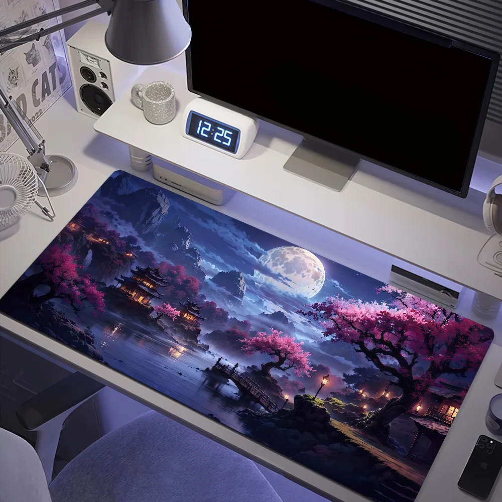 Starry Sky Moon Japan Wave Mouse Pad Desk Mat Large Non-slip Anti-fray Keyboard Ergonomic Office Rubber PC Home Custom