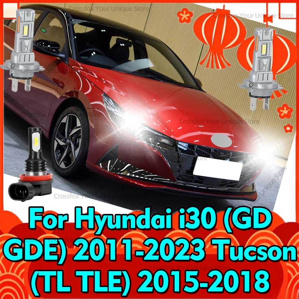 2/6x faros LED inalámbricos 6000K 3570 CSP, bombillas antiniebla de 12V para Hyundai i30 (GD GDE) 2011-2023 Tucson (TL TLE) 2015 2016 2017 2018