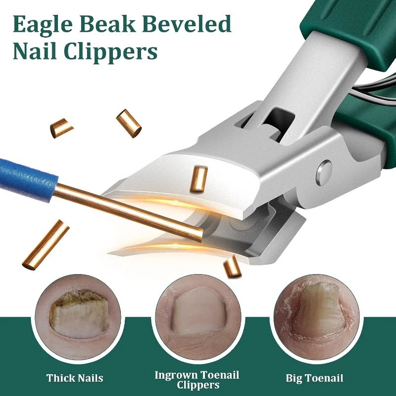 Eagle Beak Beveled Nail Clippers Upgrade Stainless Steel Wide Jaw Opening Anti-Splash Nail Clipper Set Toenail Clippers Manicure