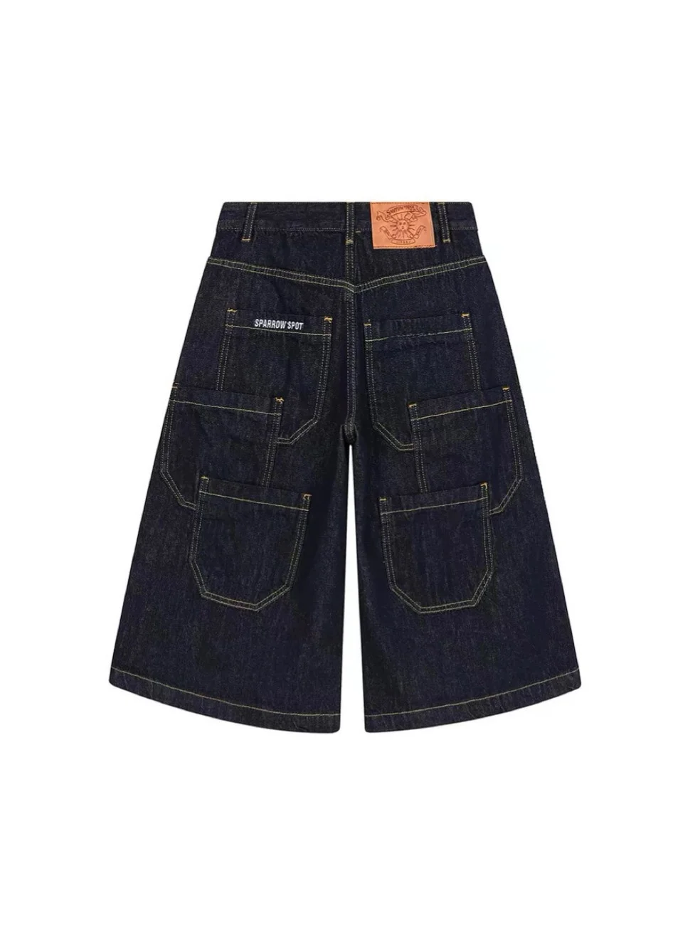 

Retro American Streetwear Washed Denim Wide Leg Pants Men's Loose Fit Seven Inch Summer Shorts Trendy Casual Jeans
