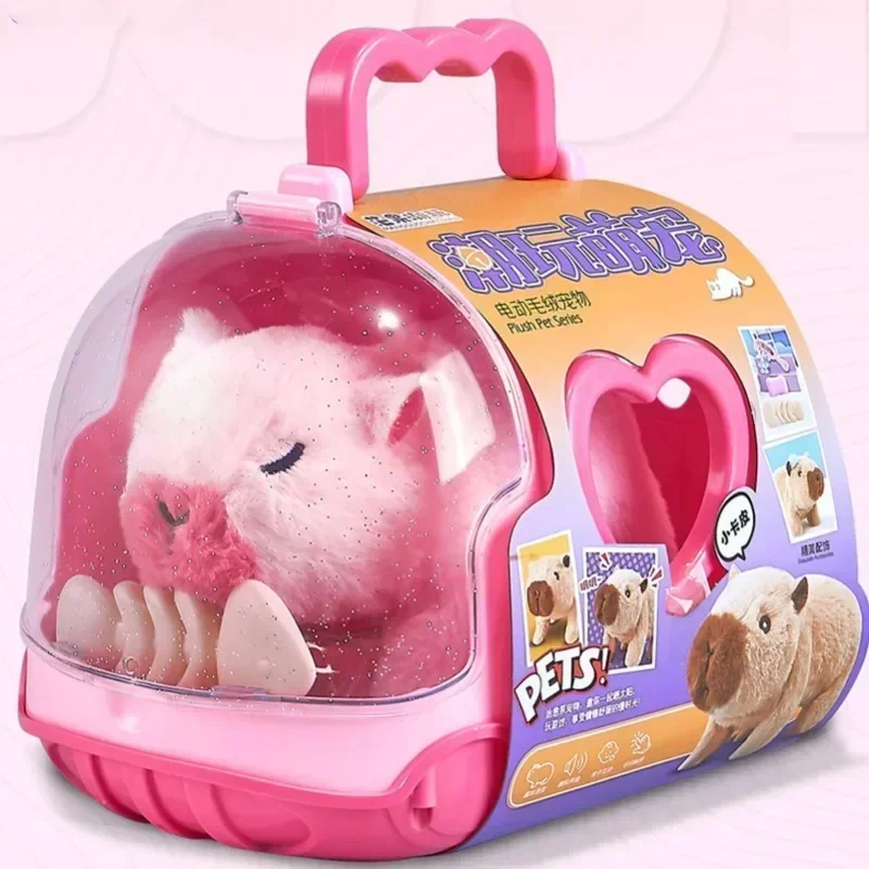電動カピバラ歩く人形おもちゃ 音付き 子供用電動ぬいぐるみおもちゃ 動物カピバラぬいぐるみフィギュアセット ランダムカラー