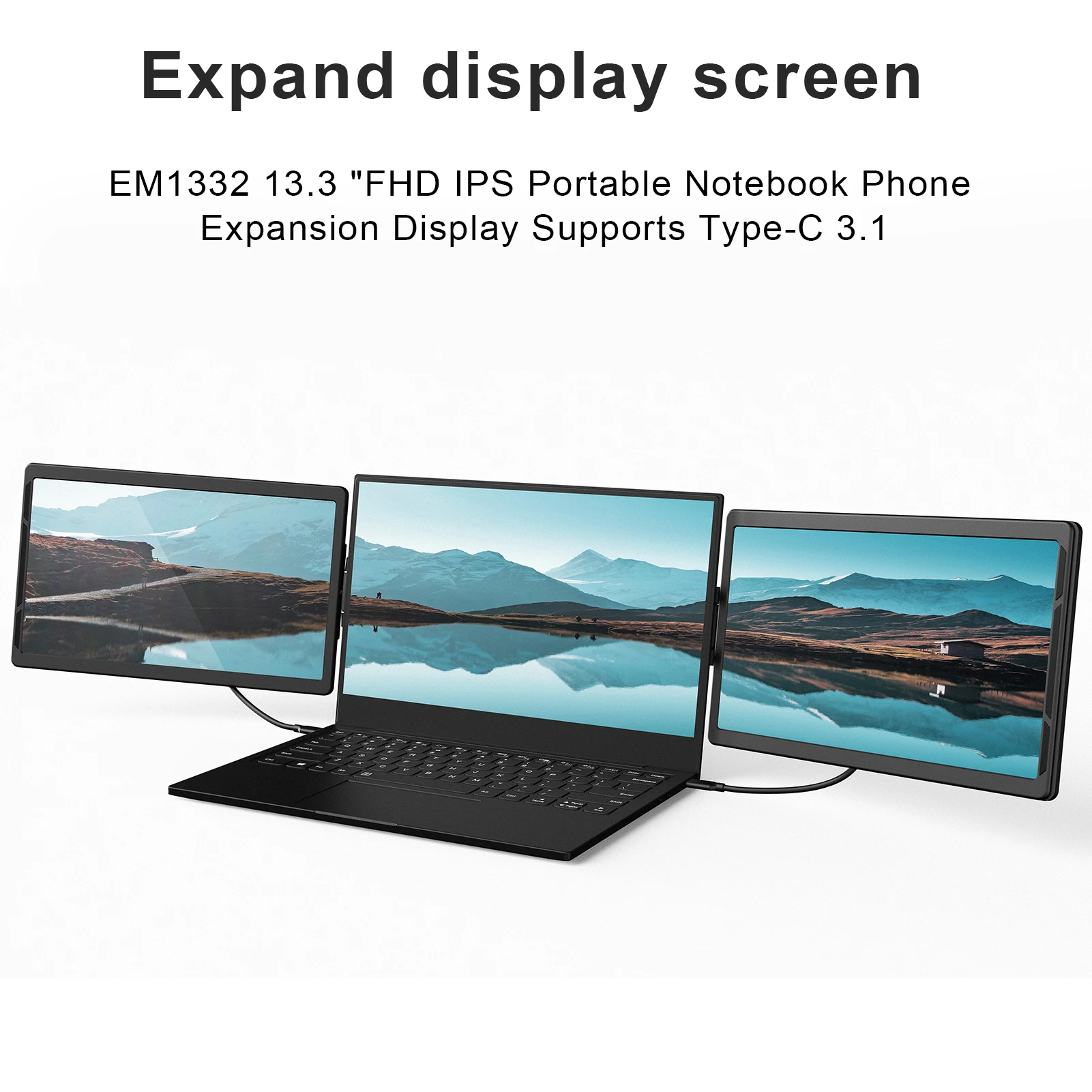 13.3-Inch Portable Extender Display FHD IPS HDMI-compatible Type-C 3.1 Laptop Computer Phone Expansion Monitor Screen