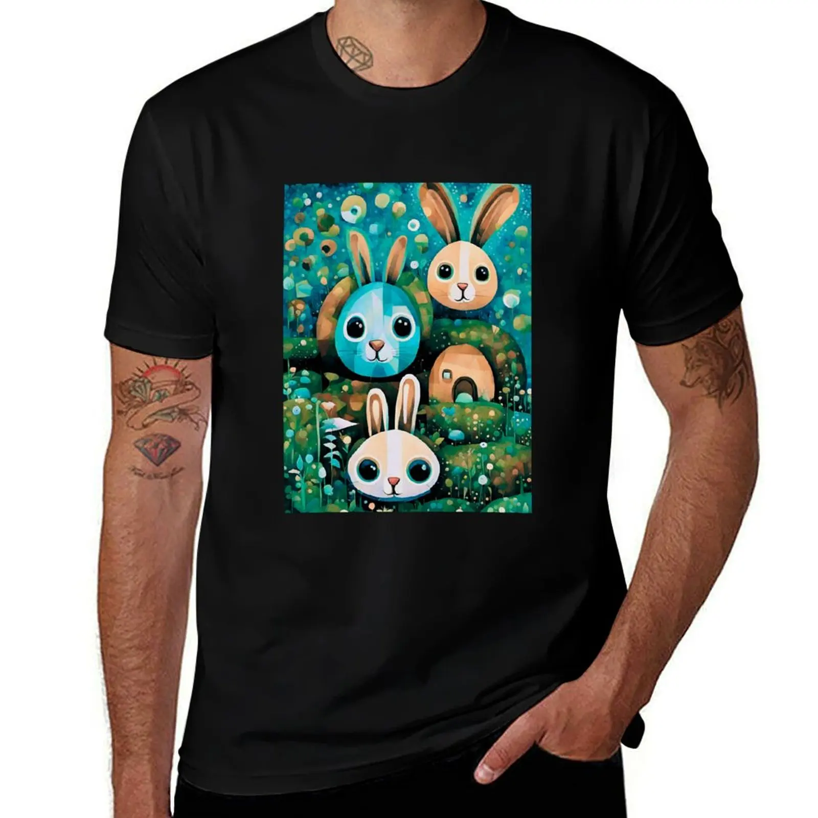 

Cute Babby bunnies, Happy Easter T-Shirt Casual Fashion Short Sleeve Cotton T-Shirt
