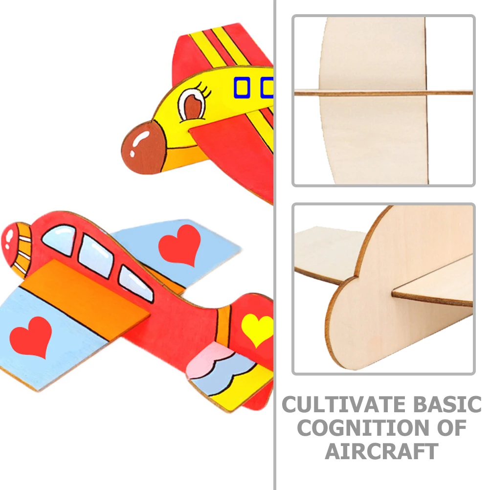 5 Pcs Wooden Aircraft Model Airplane Diy Models Painting Basswood Unfinished Decor