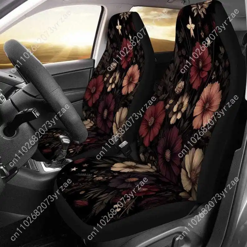 

Dark Academia Floral Car Seat Covers Universal Environmentally Friendly Interior Decorations Comfortable Breathable Seat Covers