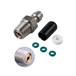 Stainless Steel Quick Connect Coupler Male Plug with Check Valve - M10x1 Thread & 1/8