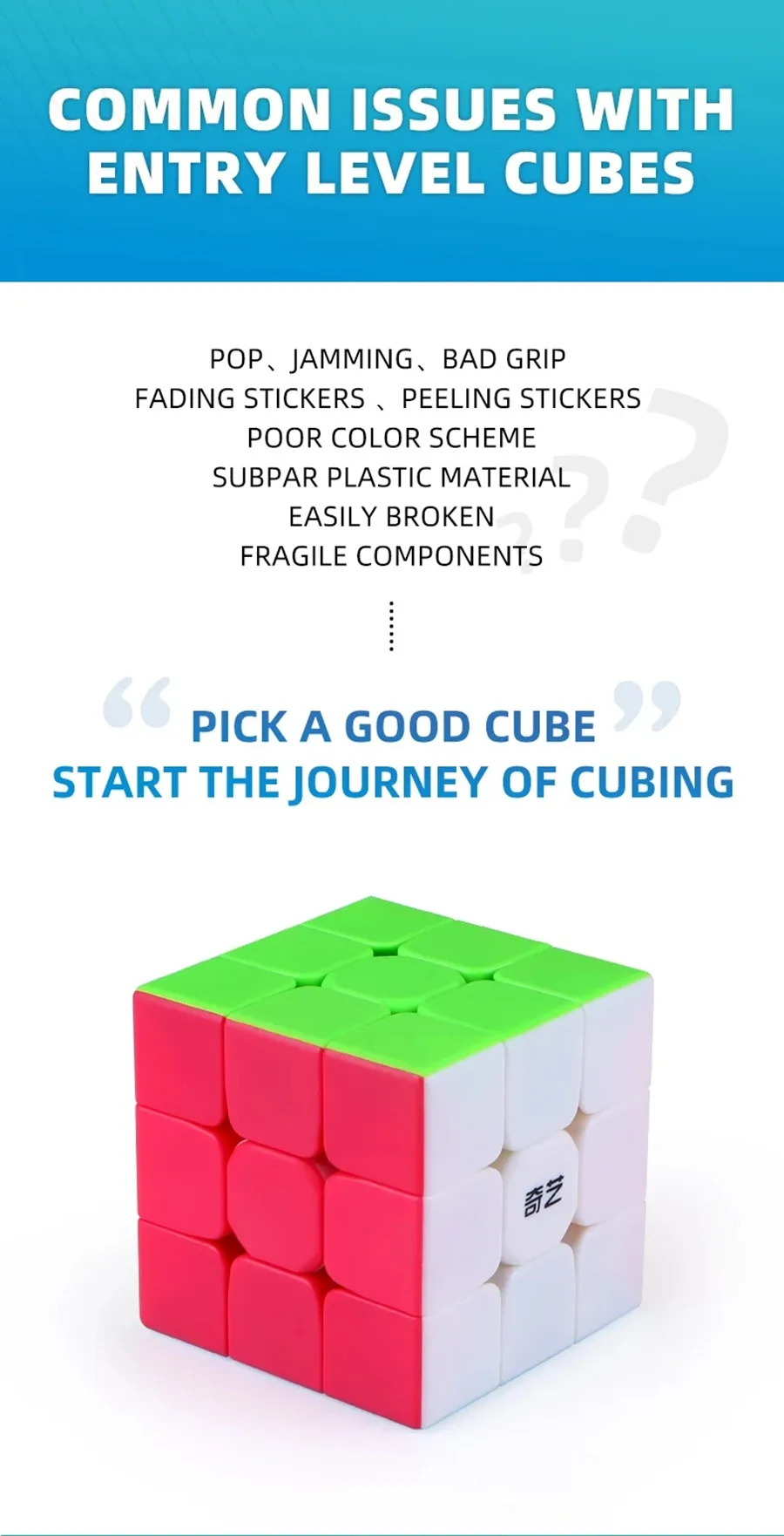 QiYi Speedcube Warrior S 3x3 Zauberwürfel Stickerless Professionelles 3x3 Geschwindigkeitspuzzle 3×3 Kinder Cubo Magico für Spiele – Detail 4