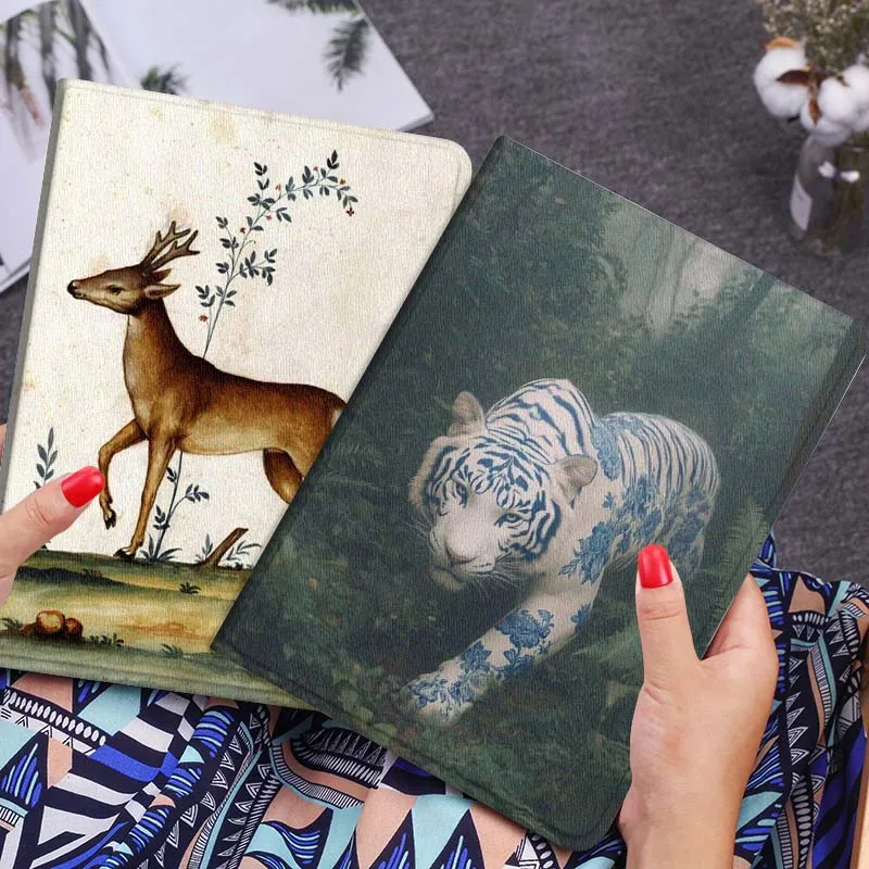 

Blue Flower Tiger Jungle Gift Tablet Case For Lenovo Xiaoxin Legion Pad Tab Pro GT Y700 Gen4 2 11 P11 M10 K10 3rd Plus Gen