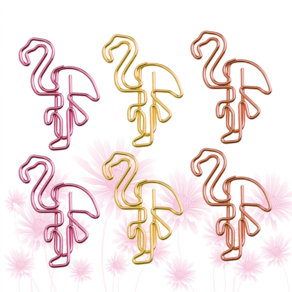 30Pcs Premium Shaped Paper Clips Flamingo Design Metal Bookmark for Office School Home Use Creative Document Memo Organizer