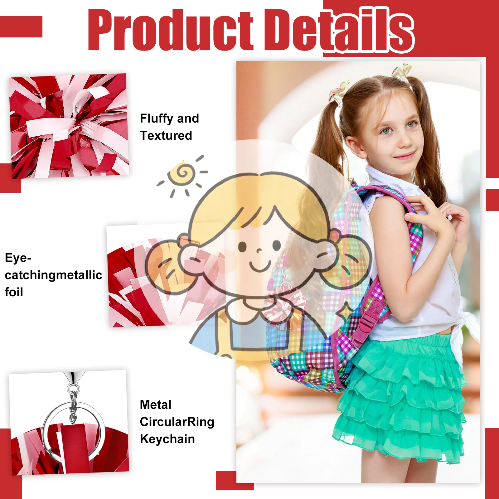 

(SH) Набор из 24 брелоков-помпонов для черлидинга, подарок для чирлидеров, брелок для болельщиков, подарок для команды на кемпинге