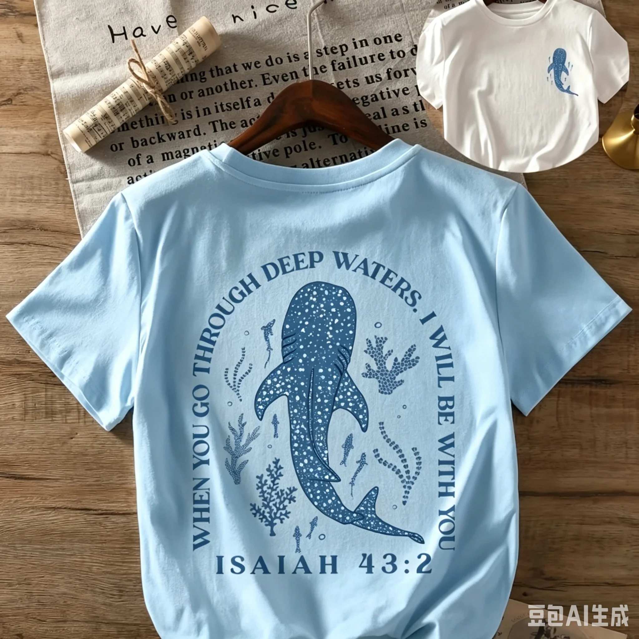 Öko-Ozean-Schutz Hai-T-Shirt für Herren, Damen und Kinder – Sommer 2025 Walhai-Print, locker geschnitten, Rundhals, Kurzarm – Save The Ocean Tee – Detail 4