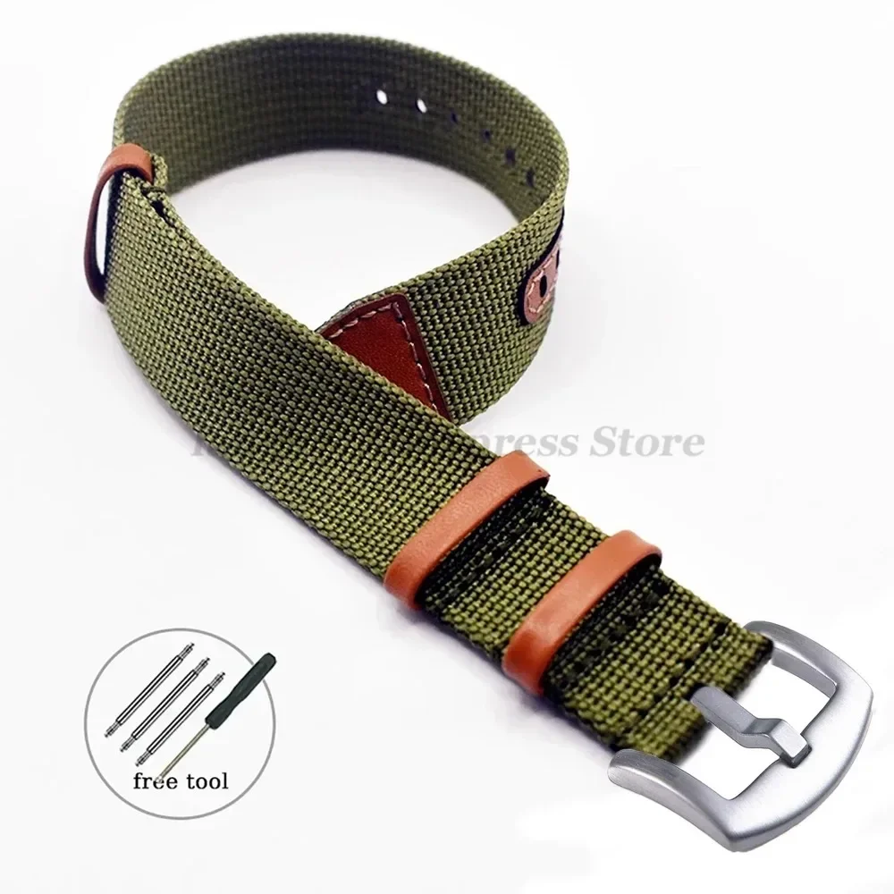 20mm 22mm Horloge Armband voor Seiko voor Rolex Canvas Nylon Patch Lederen Band Horlogeband voor Hamilton voor omega Vervanging Riemen