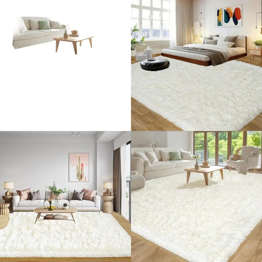 

Роскошный кремовый лохматый ковер, 6x9, мягкий плюшевый ковер для гостиной, спальни, детских и подростков, современный декор
