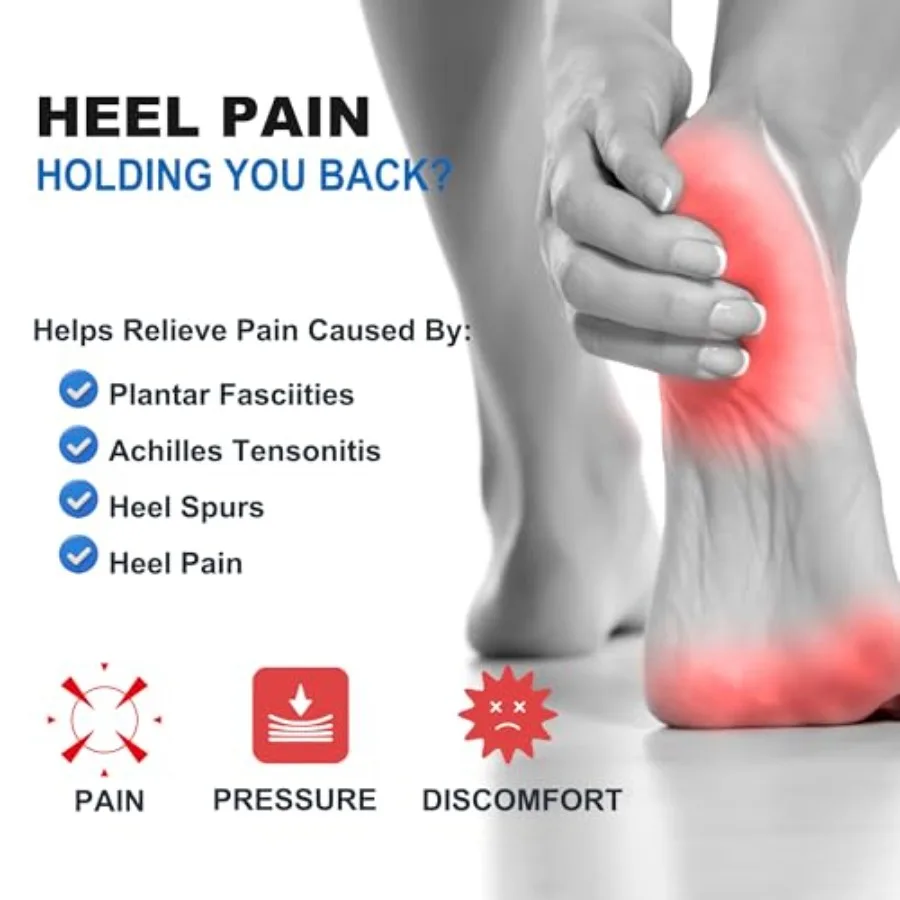 Gel Heel Cups for Heel Pain Relief Shock Absorbing Silicone Inserts for Plantar Fasciitis and Achilles Tendonitis Cushioned Hee