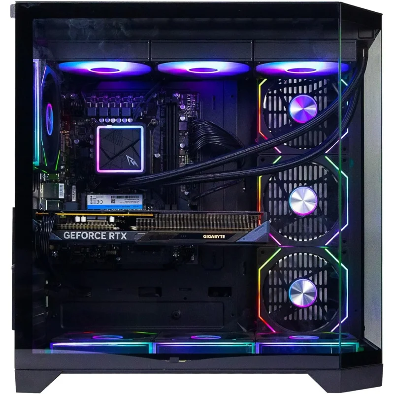 كمبيوتر الألعاب – i5-14400F، RTX 5060 8GB، 32GB DDR5، 1TB NVMe SSD، مبرد سائل 360 مم، 600 وات PSU، 7 مراوح ARGB مع جهاز تحكم عن بعد، W