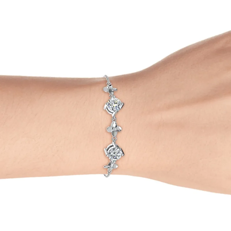 925 Sterling Silver Flower Moissanite Bracelet Trendy Comfortable Shimmering Statement Piece Perfect Gift for Women with GRA