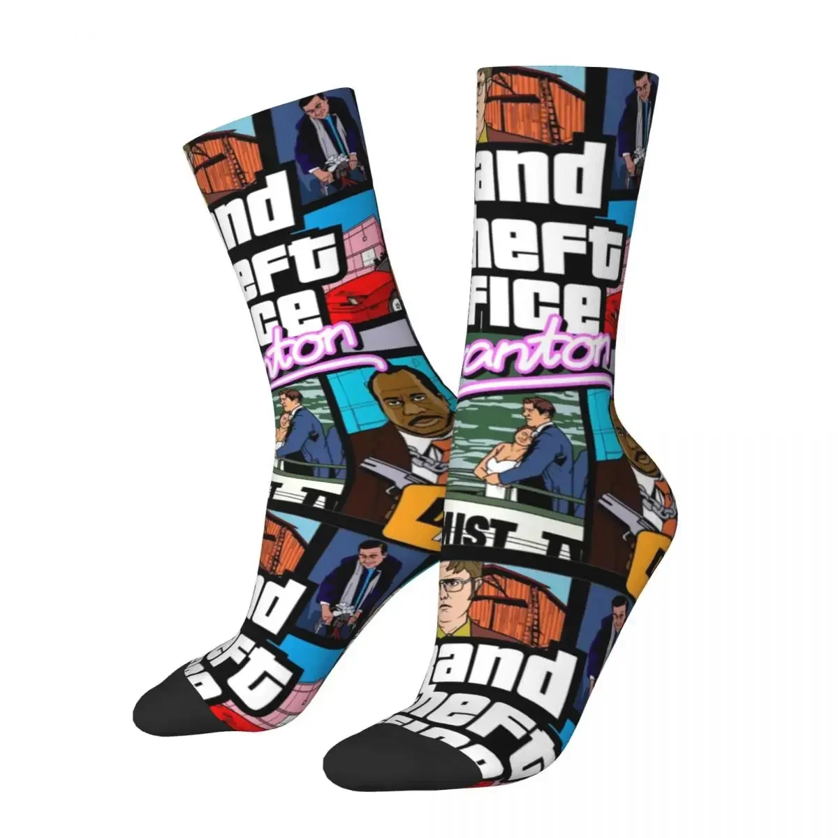 Calcetines Scranton de oficina Grand Theft para hombre y mujer, medias cálidas y frescas de invierno, calcetines de baloncesto absorbentes para el sudor