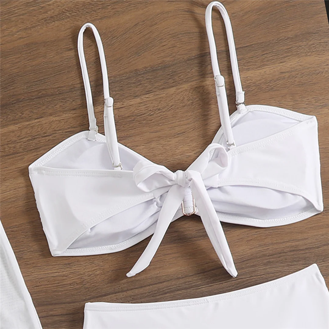 Mit Rock, Metallring, hoher Taille, Bikini, Damen-Badeanzug, dreiteiliges Bikini-Set, Damen-Badebekleidung, Badeanzug, Schwimmanzug V6917 – Detail 9