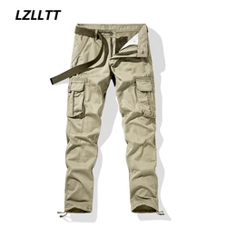 2023 Spring Autumn Mens Cotton Cargo Pants Men Fashion Solid Military Trousers Outdoor Army Casual Bermuda Joggers Trousers Male