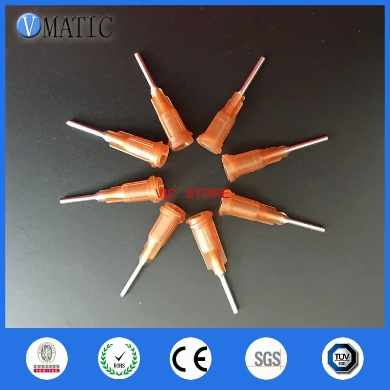 High Quality 100 Pcs Industrial Tips 15G Dispensing Needles Amber Color Glue Dispense Blunt Needle 1/2 Inch