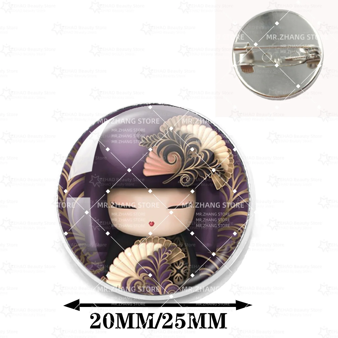 Hot Lovely Japanese Girl Face Brooch Lovely Anime Doll Face Women Glass Cabochon Brooch Best Friend Gifts