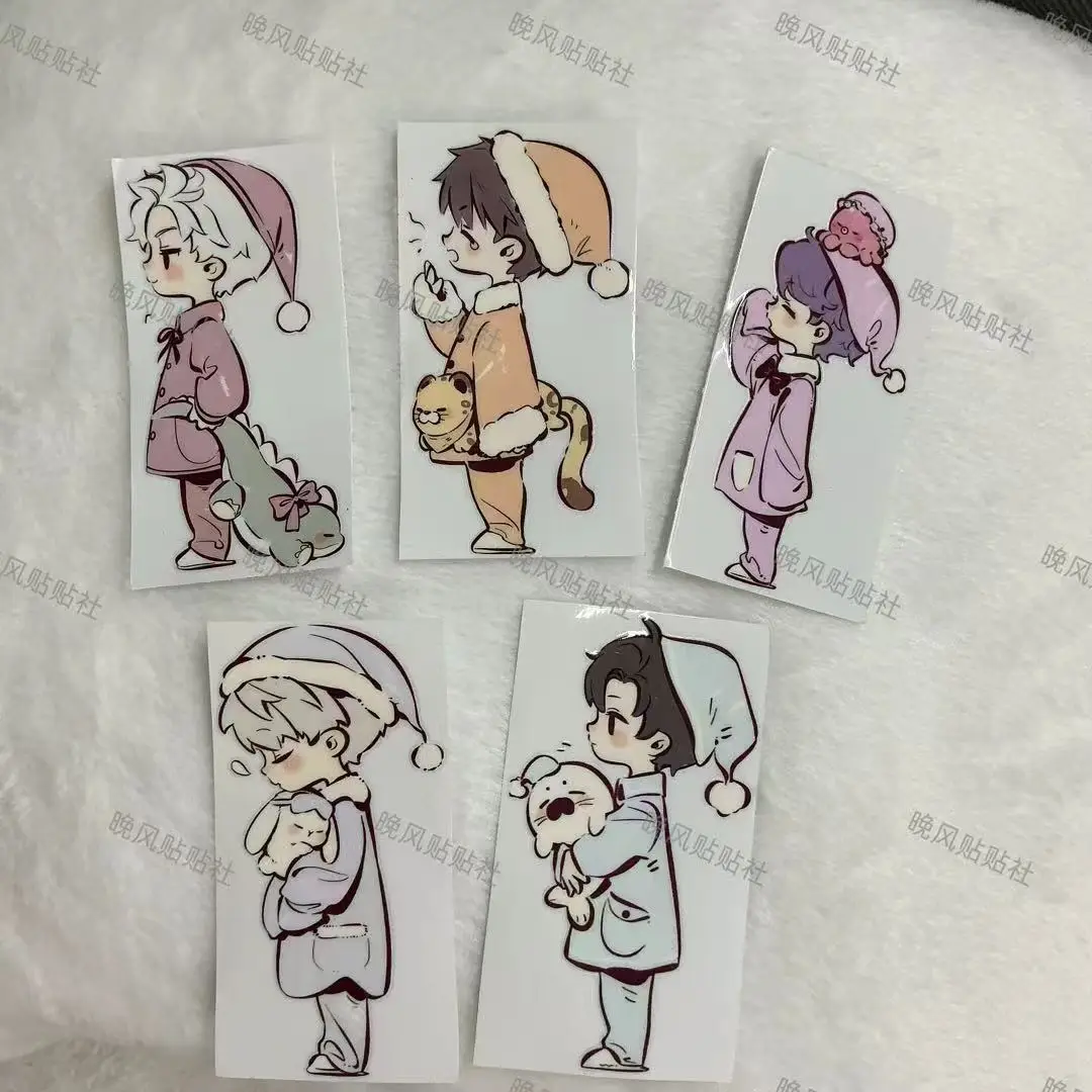 Love And Deepspace Transfer Sticker Set Of 5 Xavier Zayne Rafayel Pajama Chibi Anime Collector Display Waterproof Decal