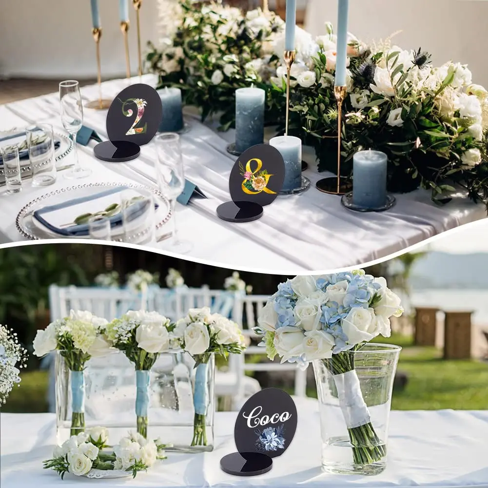 Round Black Acrylic Place Cards Blank Round DIY Table Numbers for Banquet Event Decor Place Card Holder Acrylic Name Plaque Sign