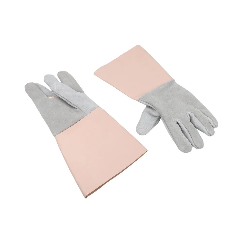 Welding Gloves Long Cowhide Leather Welding Gloves 19cm Extended Cuff Two-Layer Core Leather Heat Resistant Flameproof Gloves