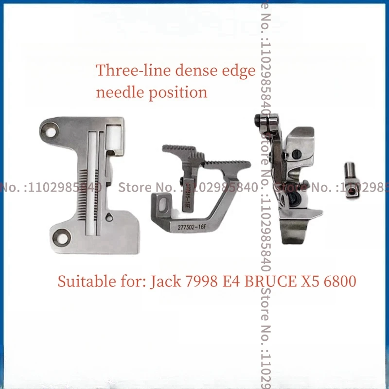 1PCS 3-Thread Dense Edge Gauge Set Presser Foot Needle Plate Chuck 277302-16f 277315-16f Feed Dog for Jack 798 E4 X5 Overlock