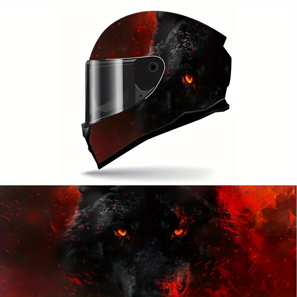 

Mystic red wolf motorcycle vinyl wraps helmet decal,self-adhesive waterproof helmet decoration,universal motorcycle helmets acce