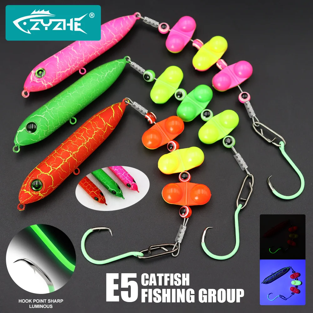 

ZYZ 1pc Catfish Rigs With 6/0# 7/0# 8/0# Luminous Circle Hooks Fake Bait Float and Ringing Bead Ideal for Catfish Fishing Bait