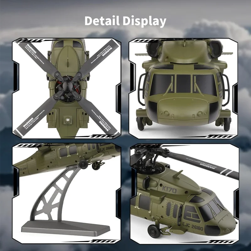 Wltoys 2025 K160/170 RC Helicopter Model Four-Way Brushless Motor Height Holding Simulation EC-145 Without Flaps Helicopter Toys