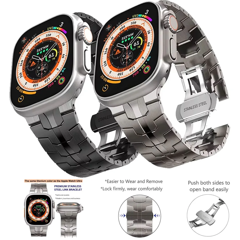 

Metal Strap for Apple Watch Ultra 49mm 10 42mm 46mm Titanium Alloy Band for iwatch series 9 8 7 6 5 SE 41mm 45mm 40mm 44mm belt
