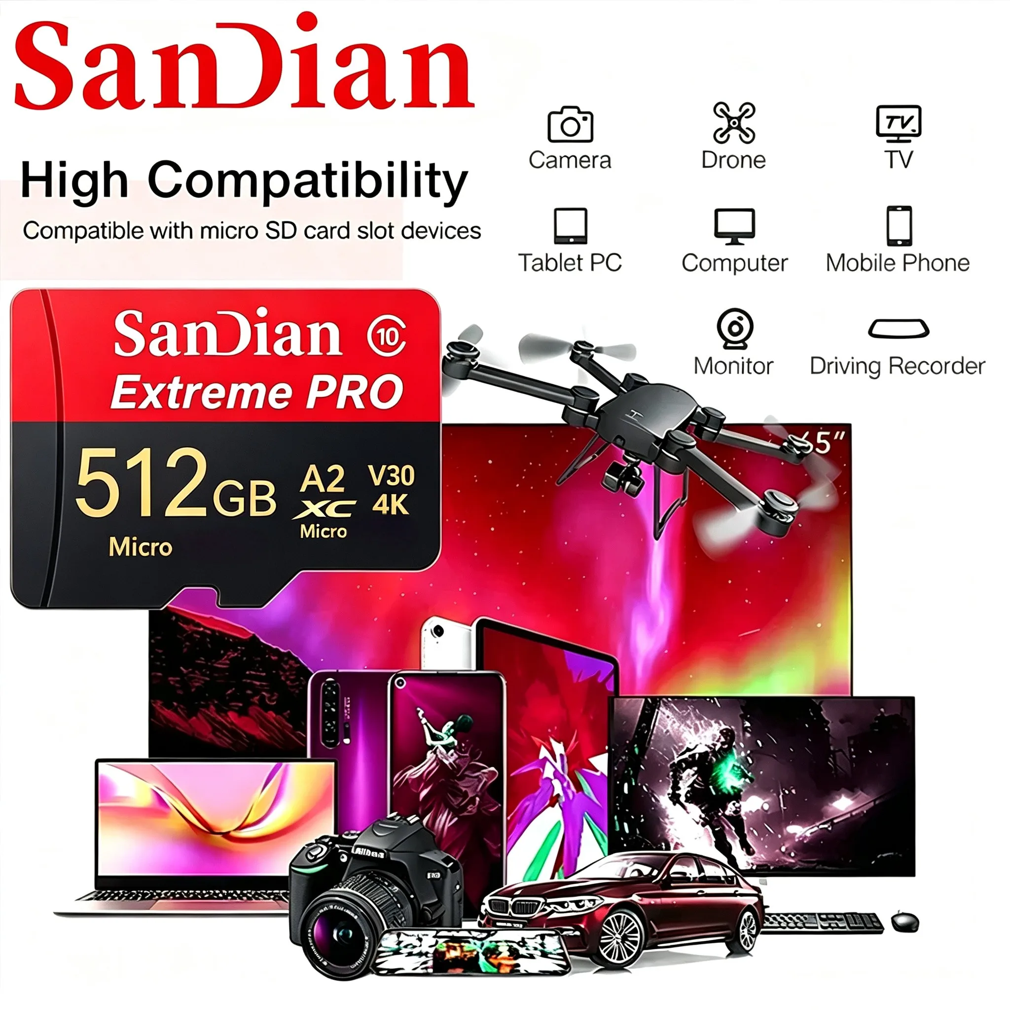 512GB 256GB 32GB Energy-Saving Micro TF SD Card SD Cards TF Cards Memory Card A1 U1 for Phone/Laptop/Smart TV/Router/Dashcam