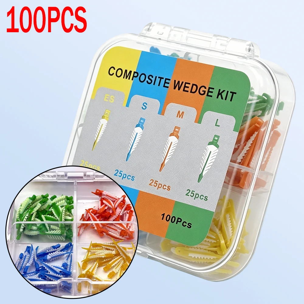 100 Pcs Dental Silicone Interdental Wedges Kit for Adaptive Matrix Composite Placement Autoclavable Orthodontic Supplies