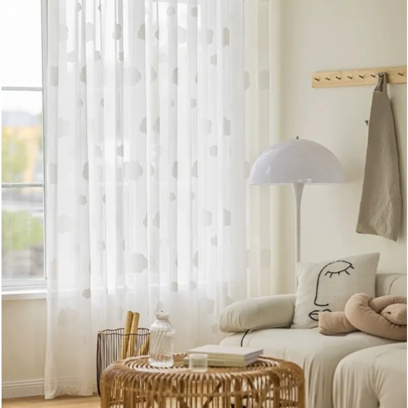 Modern Simple Three-dimensional White Cloud Gauze Cloud Gauze Curtain Living Room Bedroom Balcony Curtain