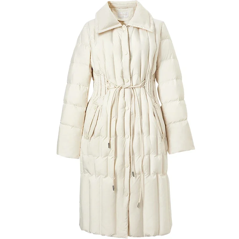 معاطف شتوية غير رسمية طويلة للنساء من SENTUBILA موضة 2025 معاطف نسائية متوسطة الطول برباط الخصر دافئة أنيقة W44Y58484X