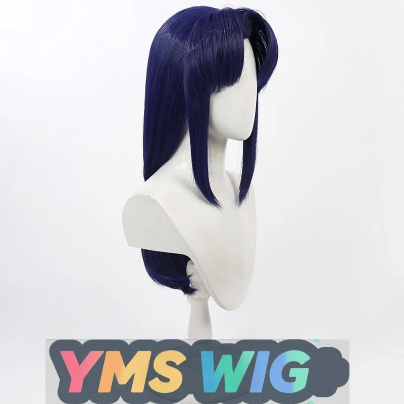 【YMS WIG】Ranma 1/2 Akane Cosplay Perücke Dunkelblauer Pony Mittelteil Loses Haar