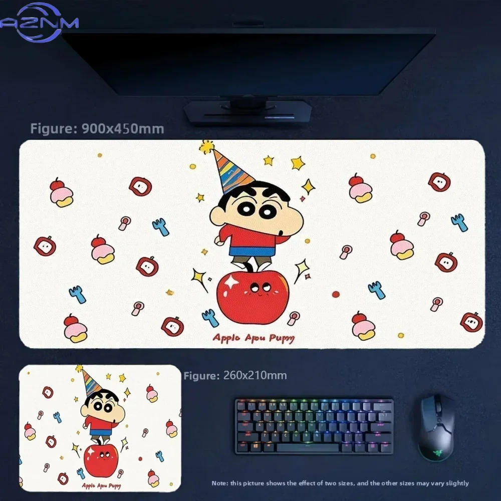 Anime Crayon Shin-chan Dinosaur Costume Shiro Large Mousepad Rubber Non-Slip Gaming Desk Mat Keyboard Pad for Home Office Decor